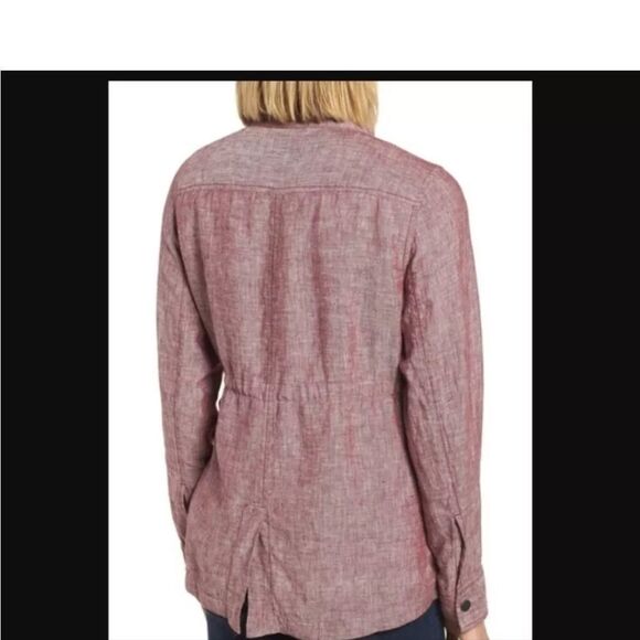 Nordstrom CASLON 100% LINEN Cinch Waist Utility Summer Jacket Size Xl - Picture 4 of 13